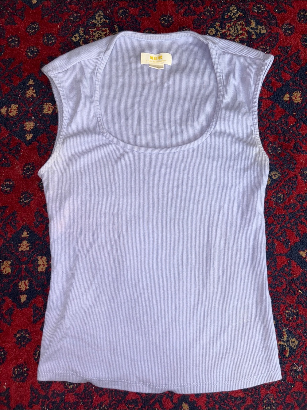Anthropologie Light blue Ribbed Scoop Tank